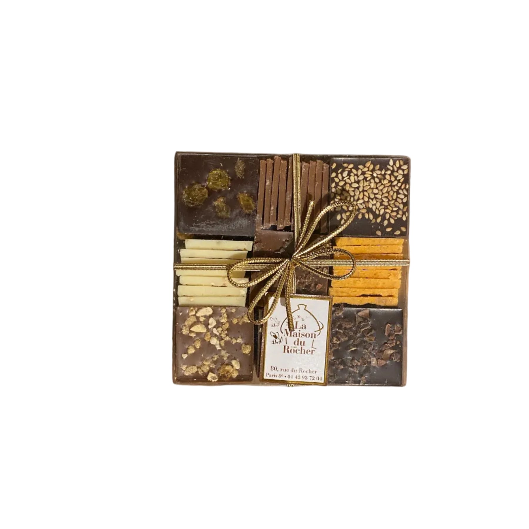 Assortiment de carrés de chocolat croquants