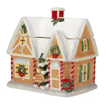 Boîte à biscuits en relief de l'atelier du Père Noël 25 cm