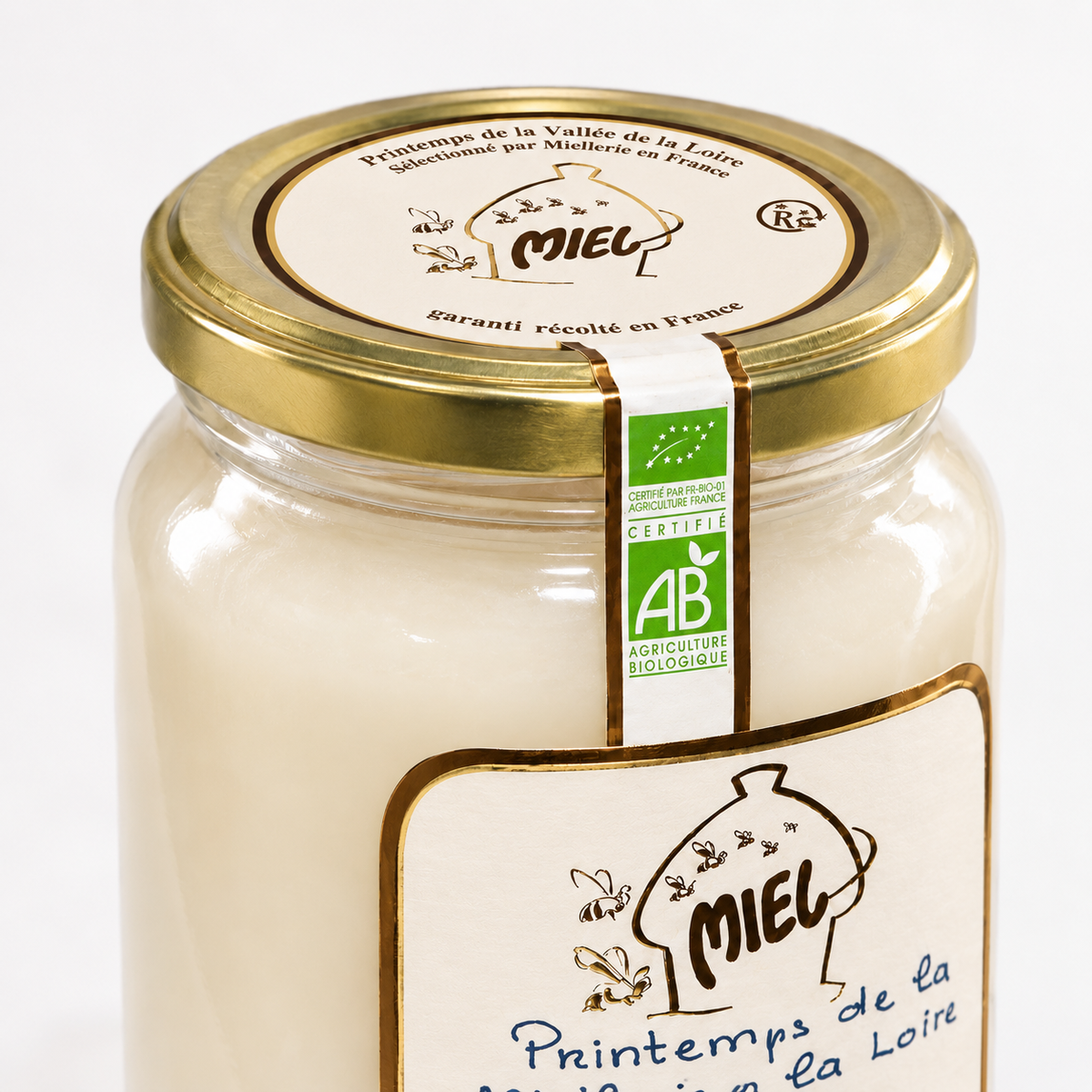 Etiquette du miel de printemps récolté dans la vallée de la Loire