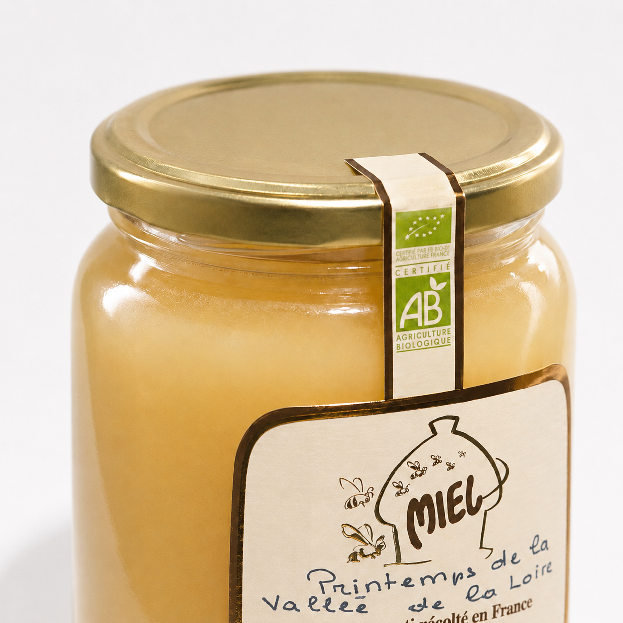 Etiquette pot de miel de printemps récolté sur la vallée de la Loire