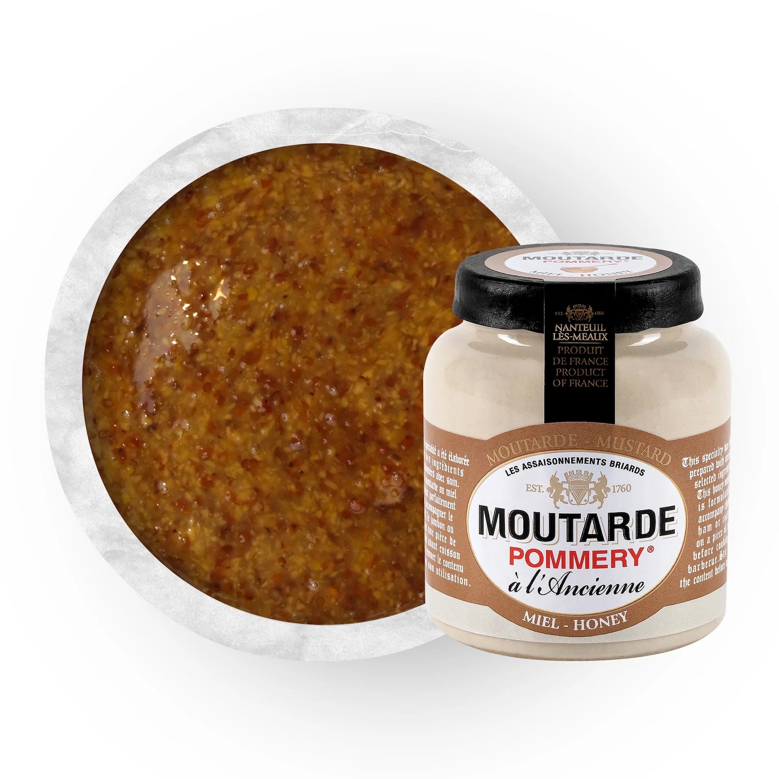 Moutarde artisanale au miel en pot contenu