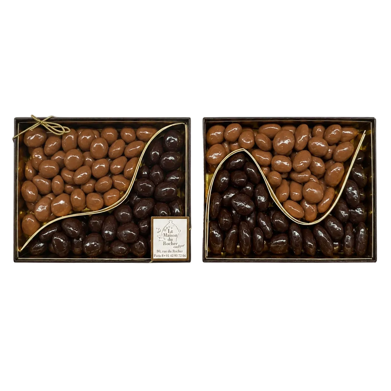 Coffret amandes artisanales au chocolat noir et lait