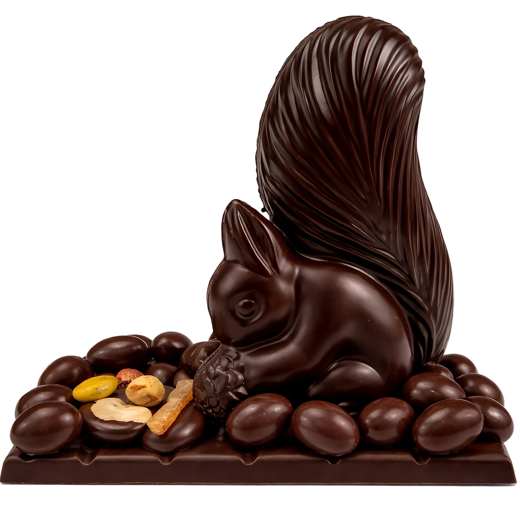 Écureuil Pâques chocolat noir avec œufs - La Maison du Rocher