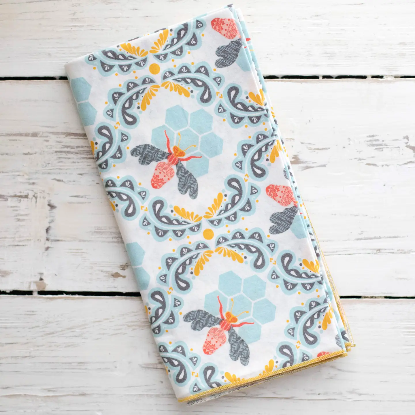 Lot de quatre serviettes cocktail de 25,4 cm abeille