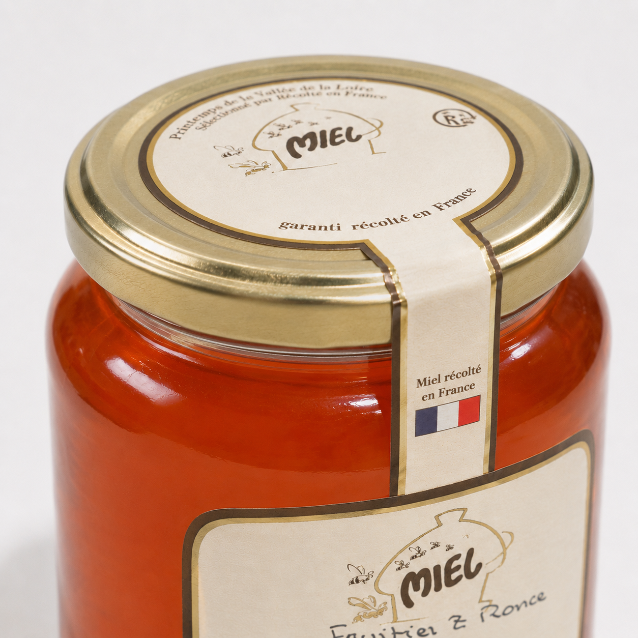 etiquette du miel de fruitiers et ronce récolté en bourgogne