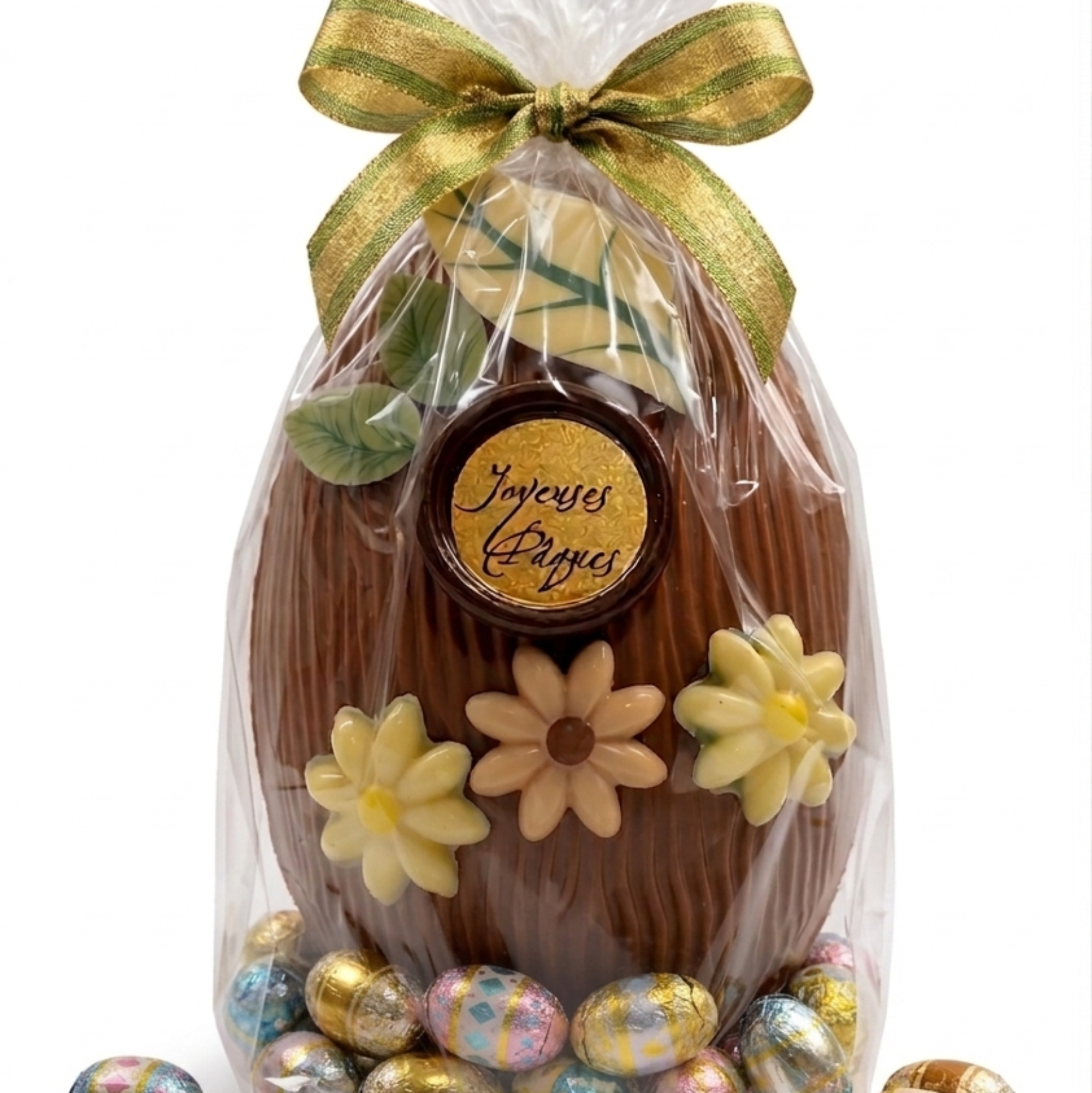 Œuf Pâques Chocolat au Lait Fleuri avec ses petits oeufs
