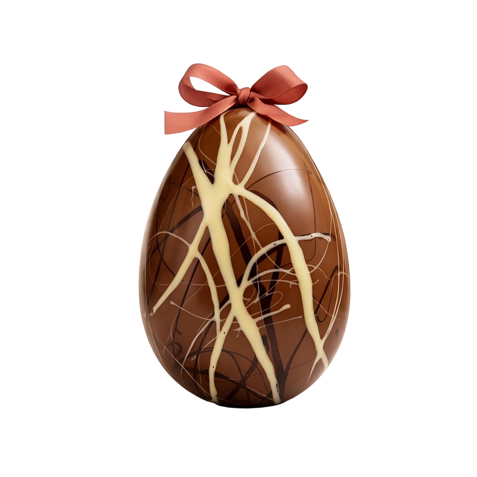 Œuf Pâques chocolat lait rayé blanc garni - La Maison du Rocher